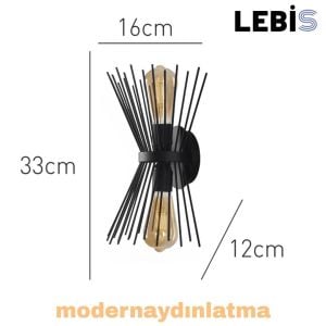 Lebis Siyah Renk E27 Duylu Kirpi Aplik