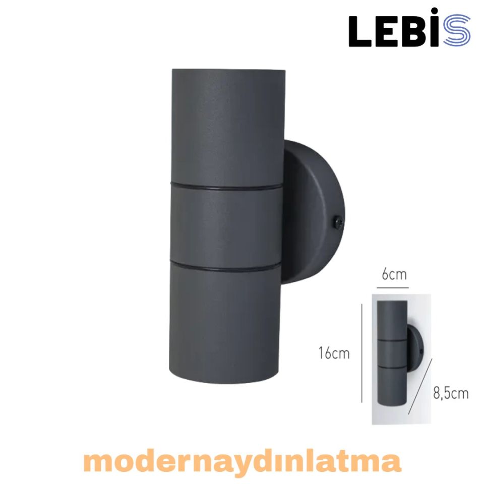 Lebis Antrasit Renk Gu10 Duylu Kaçkar Dış Mekan Aplik