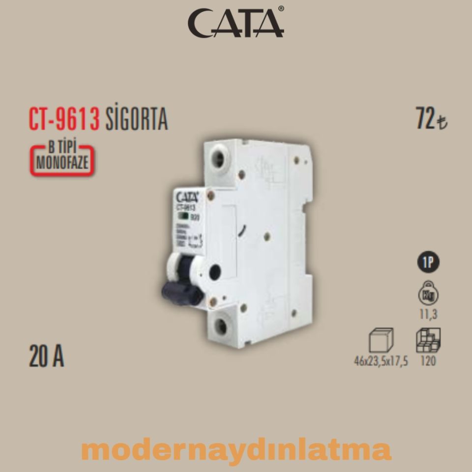 Cata CT-9613 20 Amper Monofaze Sigorta
