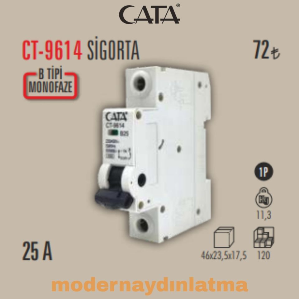 Cata CT-9614 25 Amper Monofaze Sigorta