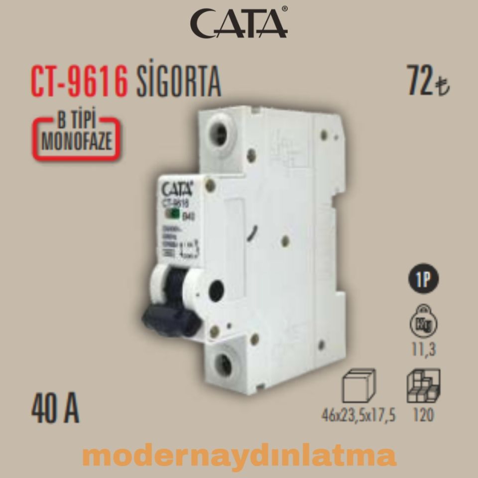 Cata CT-9616 40 Amper Monofaze Sigorta