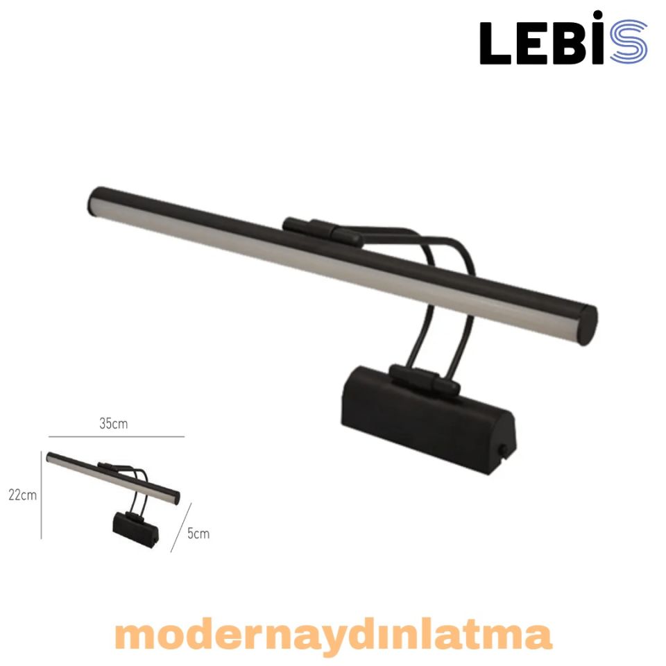 Lebis Siyah Renk Kuğu Led Tablo Aplik Beyaz Işık