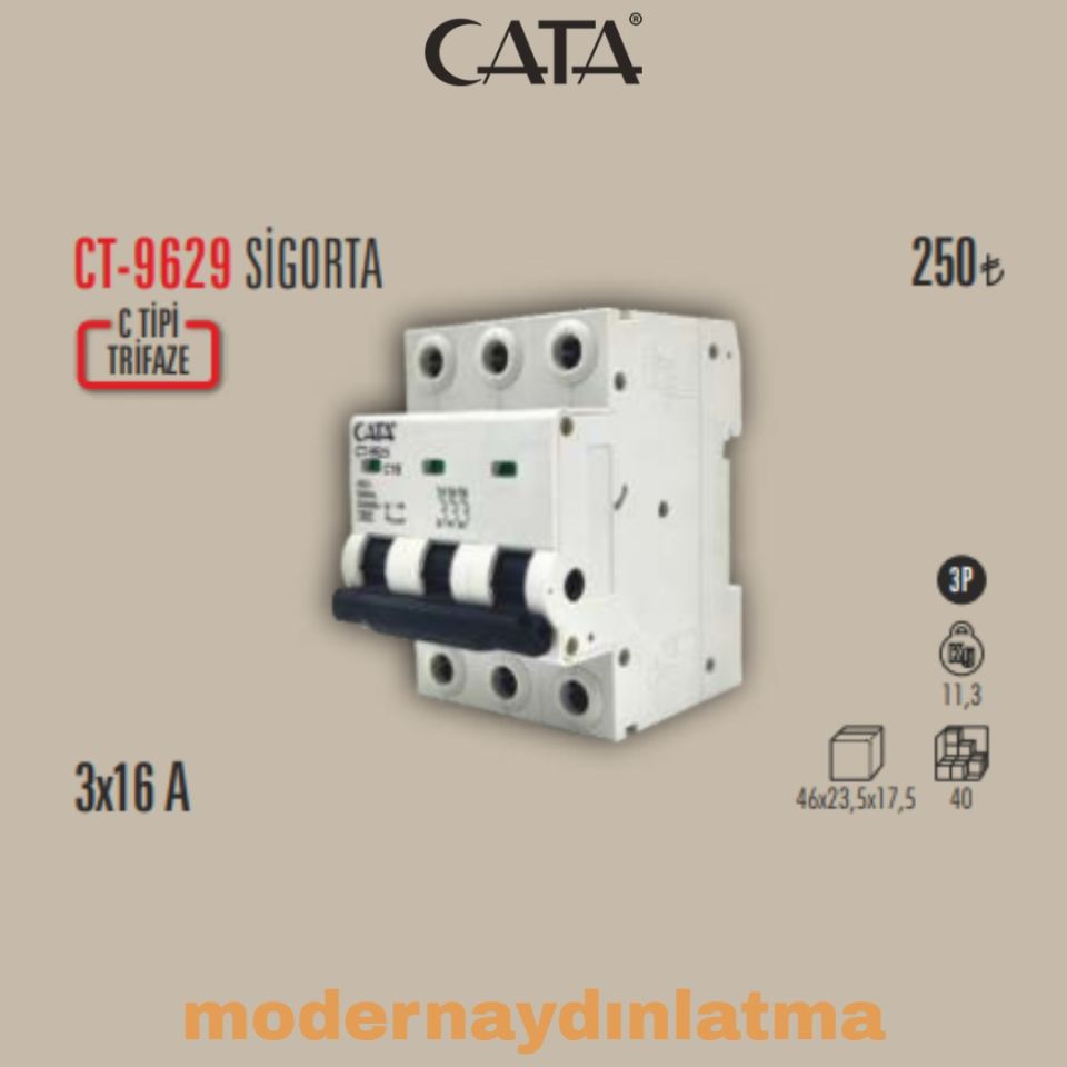 Cata CT-9629 3x16 Amper Trifaze Sigorta