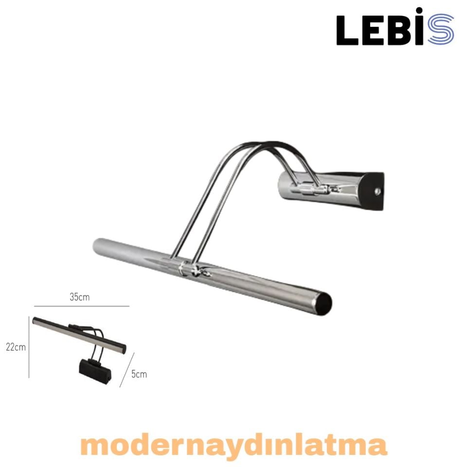 Lebis Krom Renk Kuğu Led Tablo Aplik Beyaz Işık