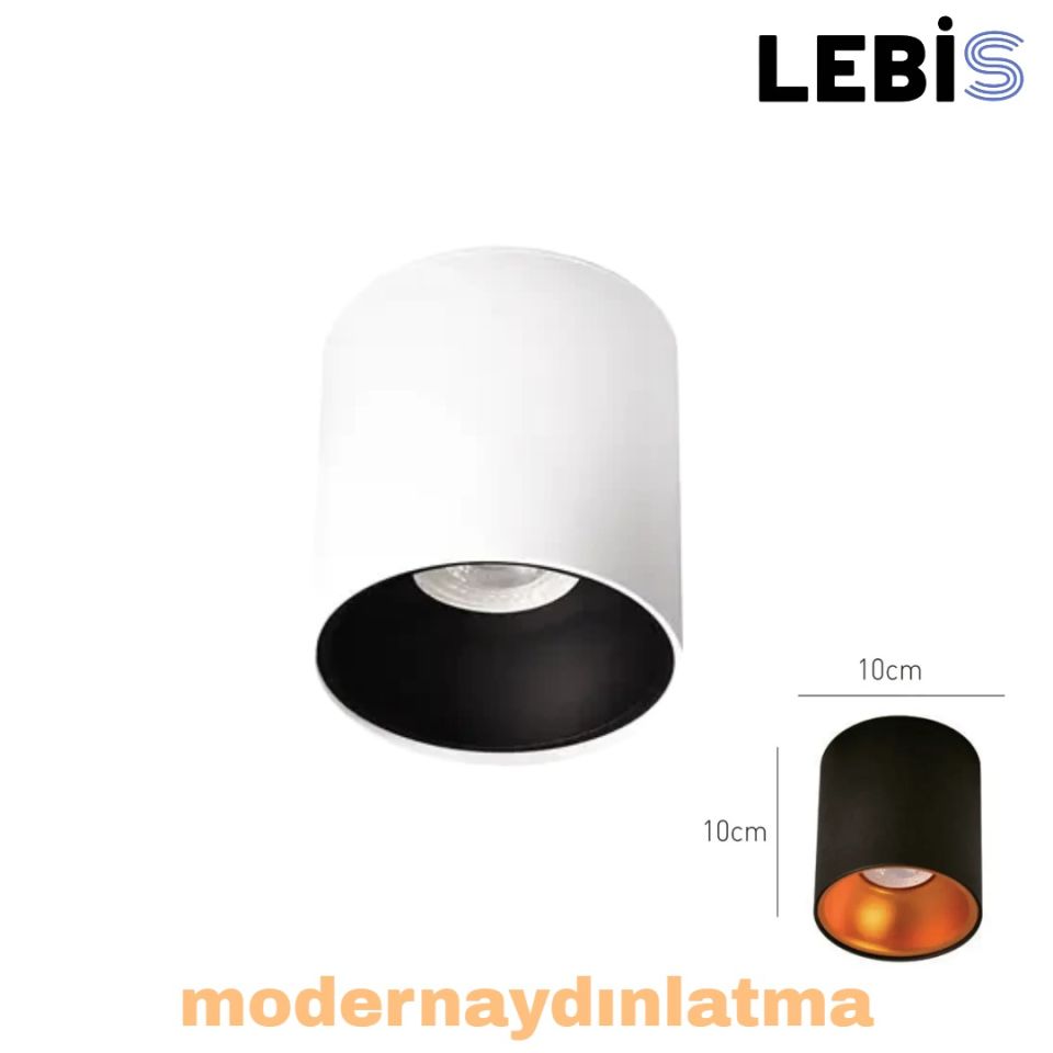 Lebis Beyaz-Siyah Renk Gu10 Duylu Yuvarlak Aplik
