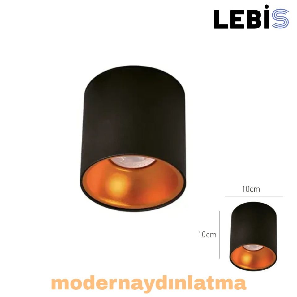 Lebis Siyah-Bakır Renk Gu10 Duylu Yuvarlak Aplik