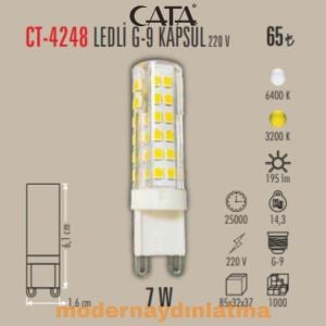 Cata CT-4248 220V Beyaz Işık G9 Led Kapsül Ampül