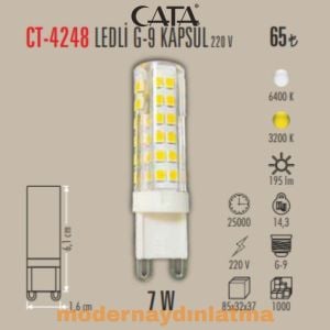Cata CT-4248 220V Günışığı G9 Led Kapsül Ampül