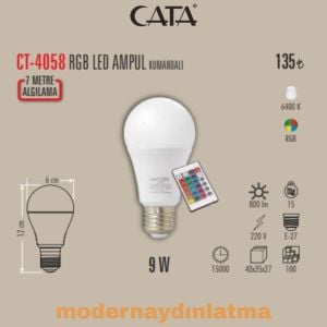 Cata CT-4058 RGB Kumandalı Led Ampül