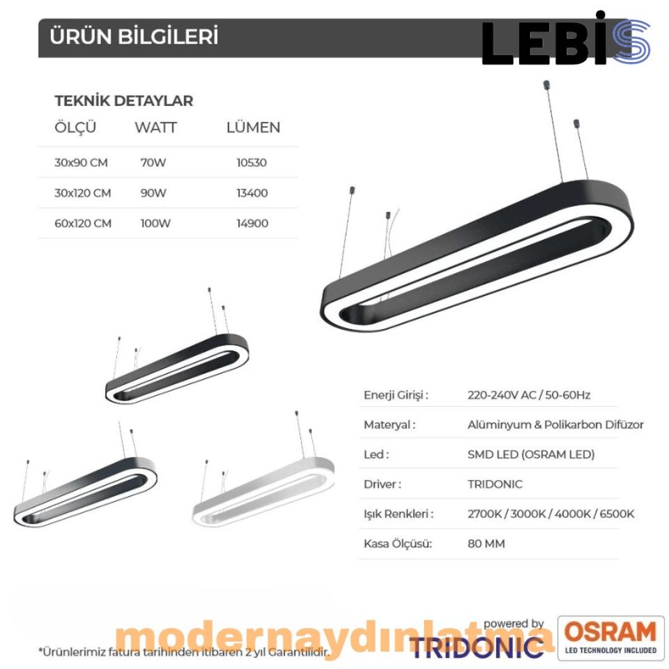 Lebis 30x120 Cm Osram Ledli Passion Lineer Armatür
