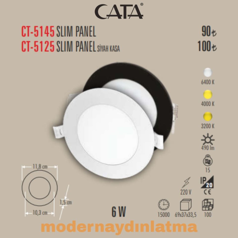 Cata CT-5145 6W Led Panel Spot Beyaz Işık