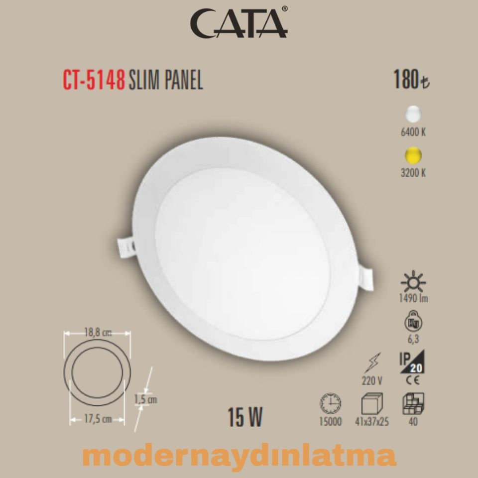 Cata CT-5148 15W Led Panel Spot Günışığı Işık