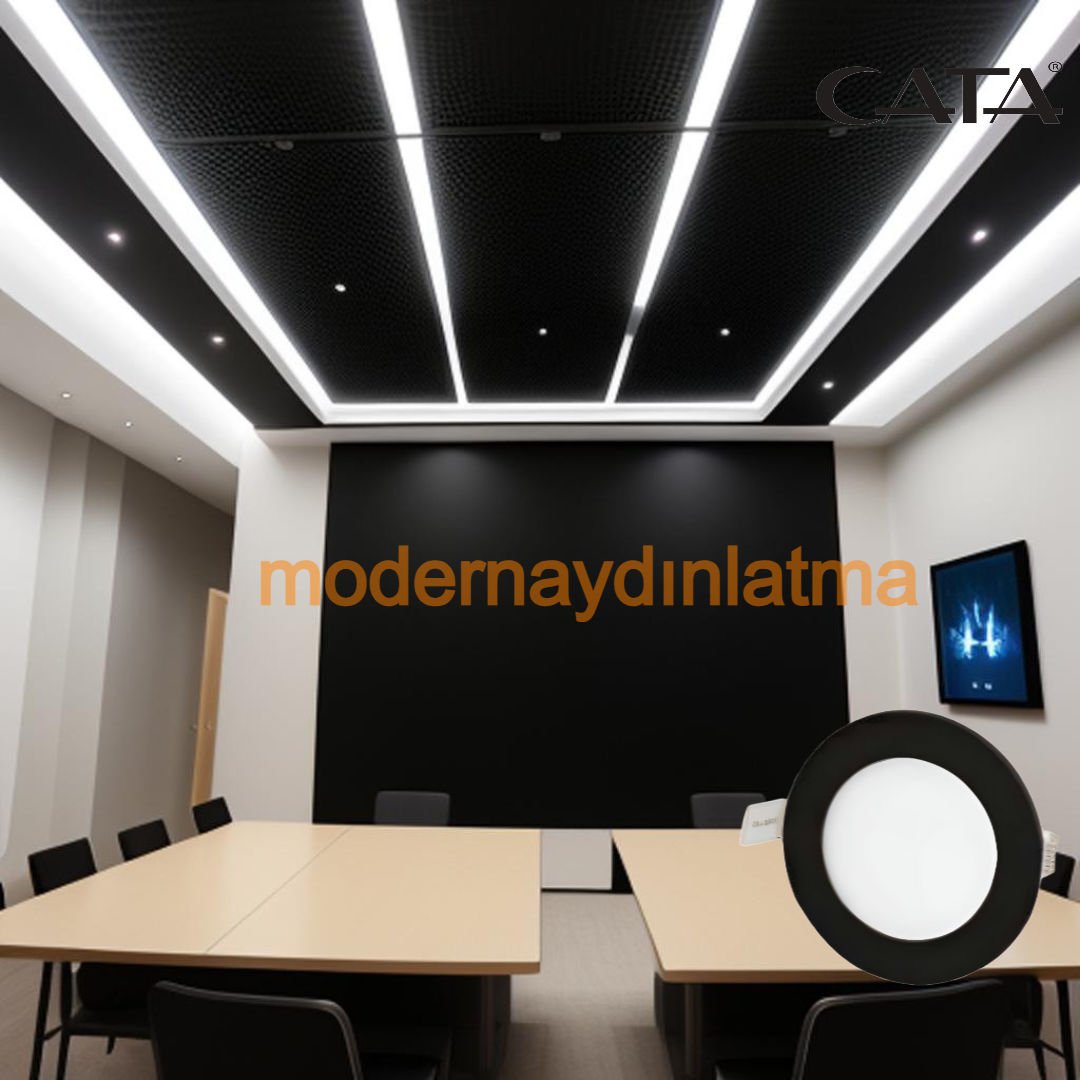 Cata CT 5125 6W Siyah Kasa Slim Led Panel Spot Beyaz Işık