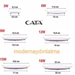 Cata CT-5125 6W Siyah Kasa Slim Led Panel Spot Beyaz Işık