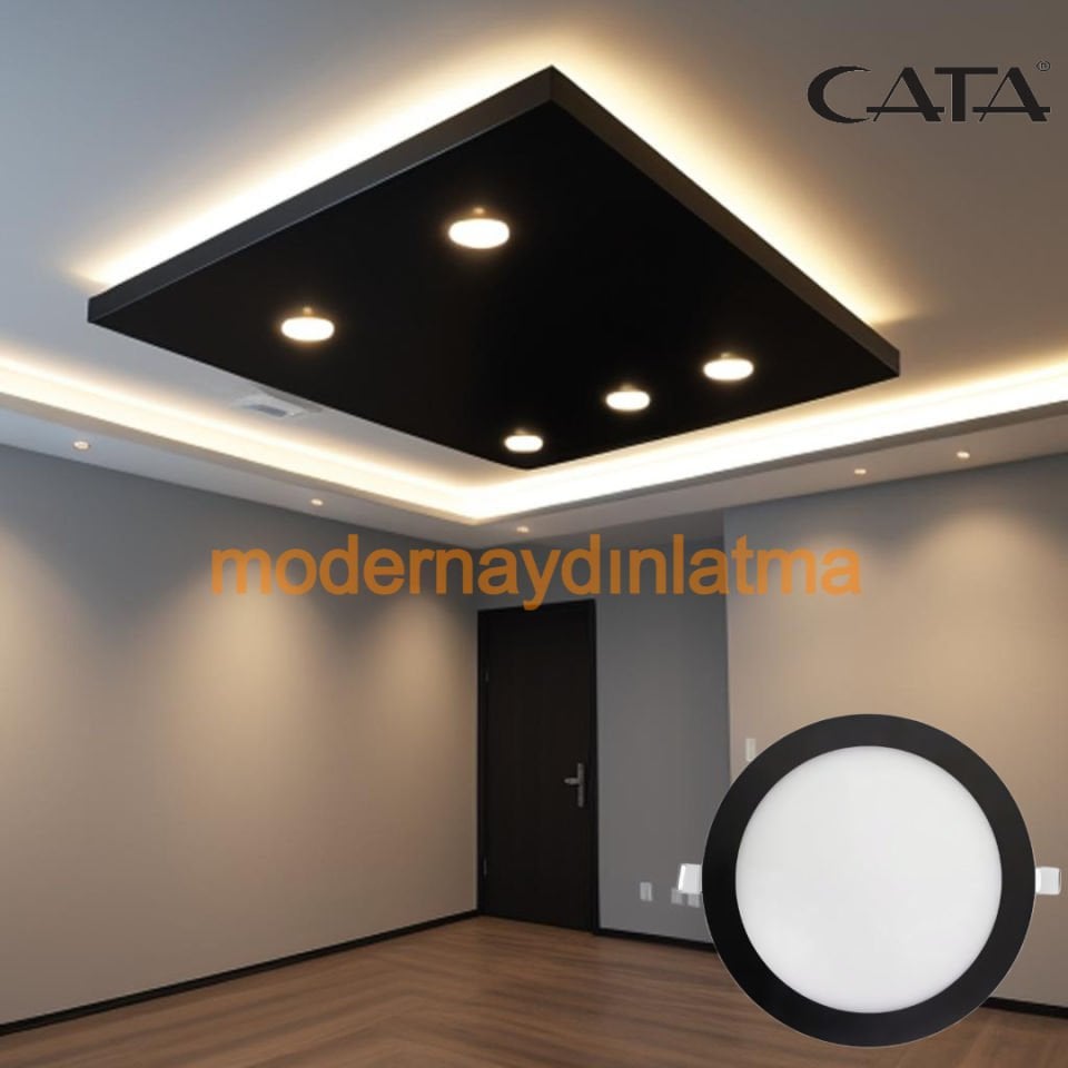 Cata CT 5129 18W Siyah Kasa Slim Led Panel Spot Günışığı Işık