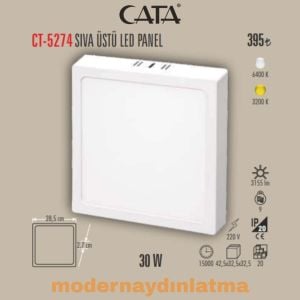 Cata CT-5274 30W Sıva Üstü Kare Led Panel Günışığı