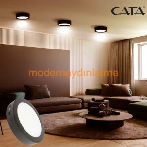 Cata CT-5235 18W Siyah Kasa Sıva Üstü Yuvarlak Led Panel Spot Günışığı Işık
