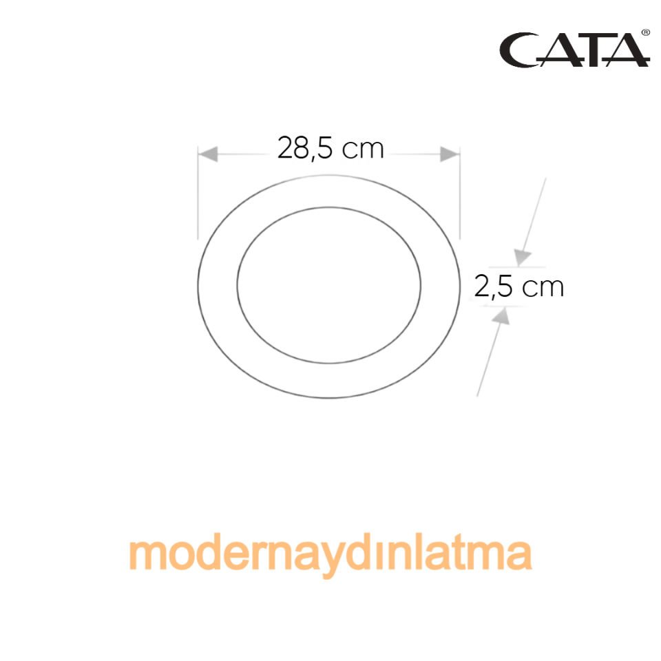 Cata CT-5238 30W Siyah Kasa Sıva Üstü Yuvarlak Led Panel Spot Beyaz Işık