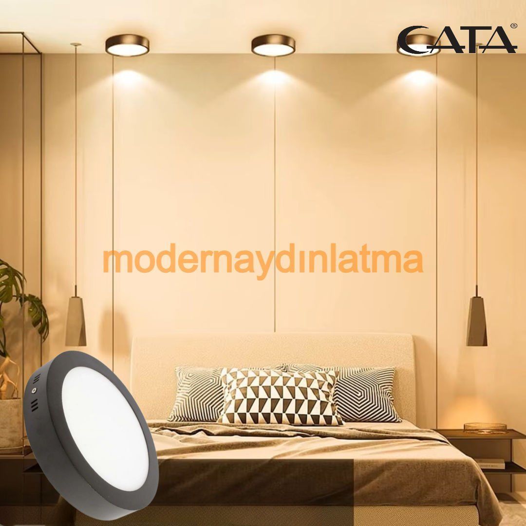 Cata CT-5238 30W Siyah Kasa Sıva Üstü Yuvarlak Led Panel Spot Günışığı Işık