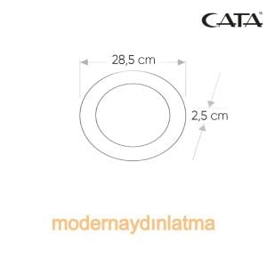 Cata CT-5238 30W Siyah Kasa Sıva Üstü Yuvarlak Led Panel Spot Günışığı Işık