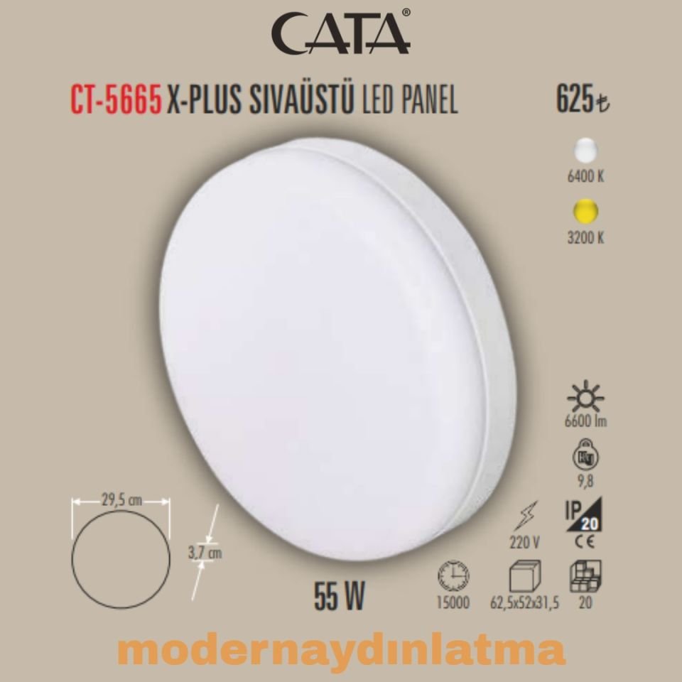 Cata CT-5665 55W Xplus Sıva Üstü Led Panel Beyaz Işık