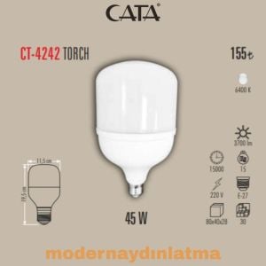 Cata CT-4242 45W E-27 Duylu Torch Led Ampül Beyaz Işık