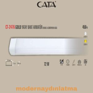 Cata CT-2476 120 Cm 72W Yatay Led Bant Armatür Beyaz Işık 10 Adet