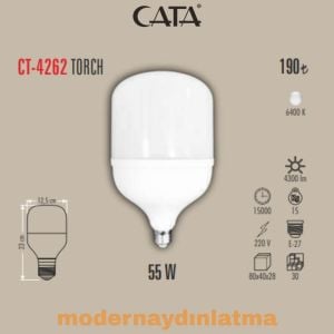 Cata CT-4262 55W E-27 Duylu Torch Led Ampül Beyaz Işık