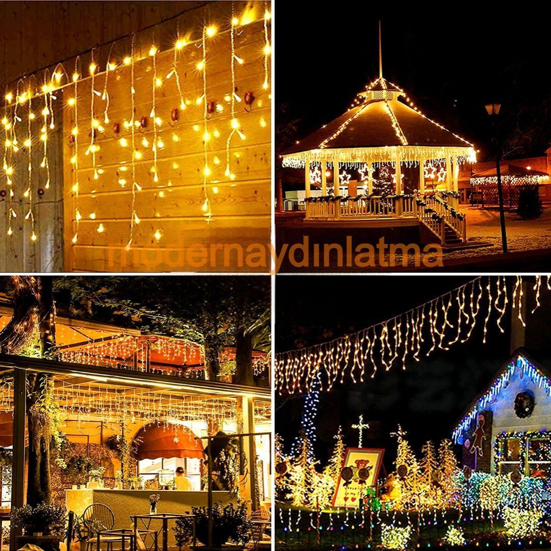 Lebis 2 Metre 144 Ledli Saçak Flaşlı Yılbaşı Işıklandırma Siyah Kablolu IP44