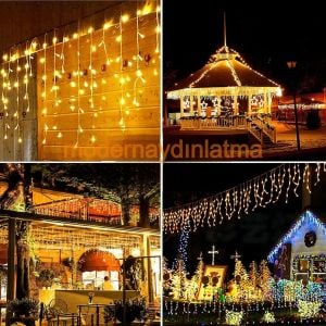 Lebis 2 Metre 144 Ledli Saçak Flaşlı Yılbaşı Işıklandırma Siyah Kablolu IP44