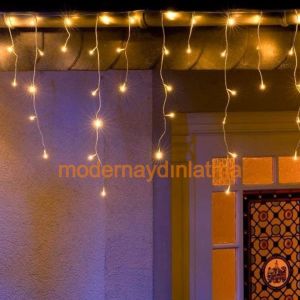 Lebis 2,5 Metre 192 Ledli Saçak Yılbaşı Işıklandırma Beyaz Kablolu IP65 Dış Mekan