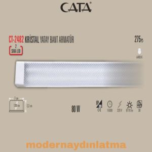 Cata CT-2482 120 Cm 60W Kristal Yatay Led Bant Armatür Beyaz Işık 10 Adet
