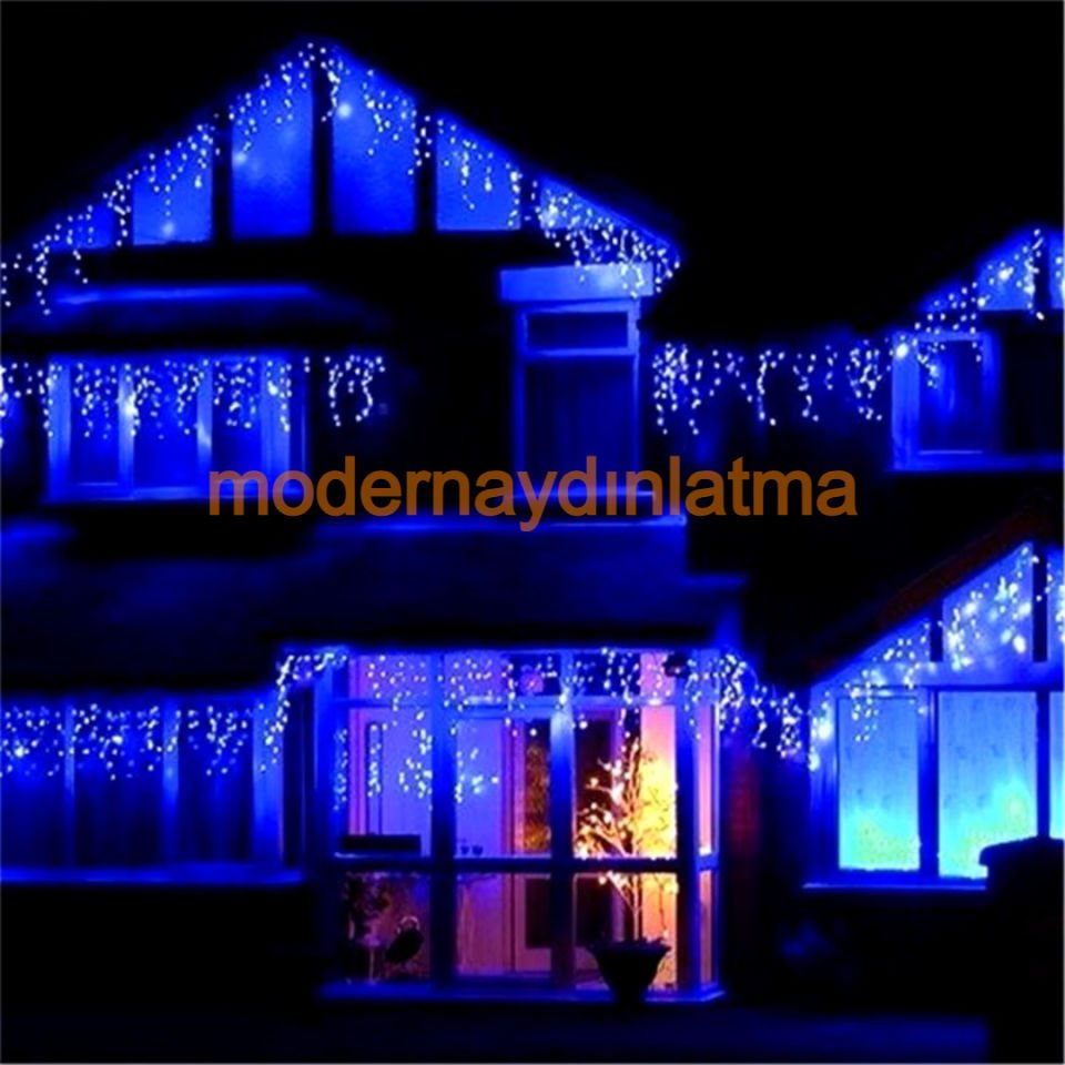 Lebis 2 Metre 144 Ledli Saçak Yılbaşı Işıklandırma Beyaz Kablolu IP65 Dış Mekan
