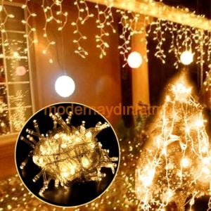 Lebis 2 Metre 92 Ledli Saçak Yılbaşı Işıklandırma Beyaz Kablolu IP65 Dış Mekan