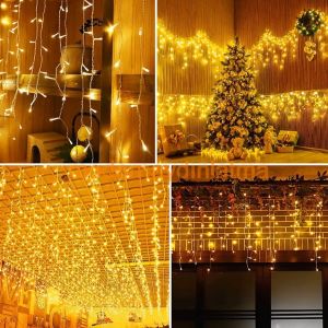 Lebis 2 Metre 92 Ledli Saçak Yılbaşı Işıklandırma Beyaz Kablolu IP65 Dış Mekan