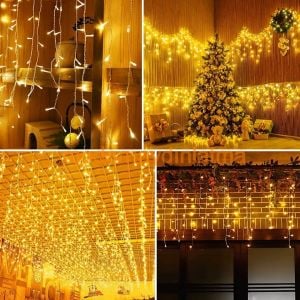 Lebis 2 Metre 92 Ledli Saçak Yılbaşı Işıklandırma Beyaz Kablolu IP65 Dış Mekan