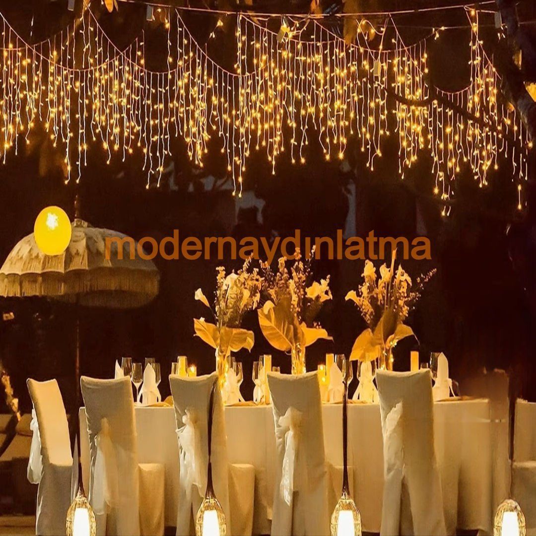 Lebis 2 Metre 92 Ledli Saçak Yılbaşı Işıklandırma Beyaz Kablolu IP65 Dış Mekan