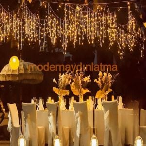 Lebis 2 Metre 92 Ledli Saçak Yılbaşı Işıklandırma Beyaz Kablolu IP65 Dış Mekan