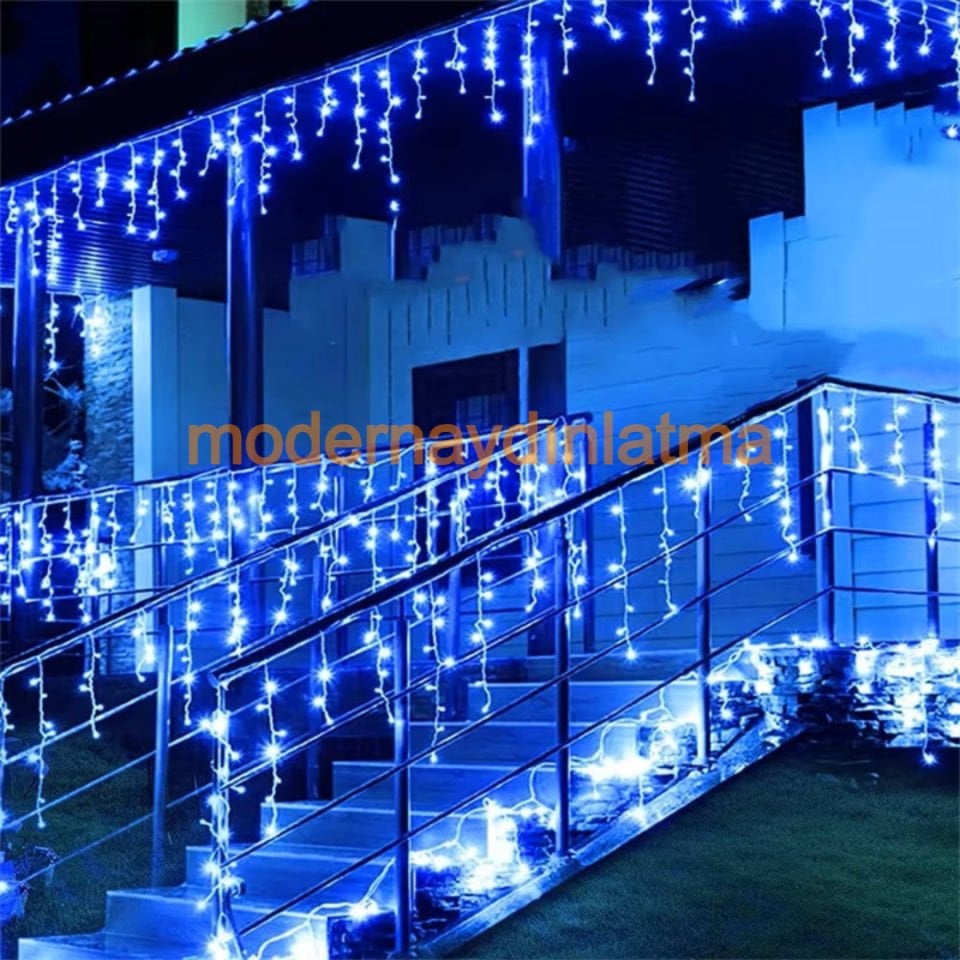 Lebis 2 Metre 144 Ledli Saçak Yılbaşı Işıklandırma Siyah Kablolu IP65 Dış Mekan