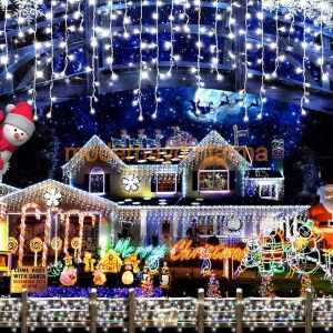 Lebis 2 Metre 144 Ledli Saçak Yılbaşı Işıklandırma Siyah Kablolu IP65 Dış Mekan