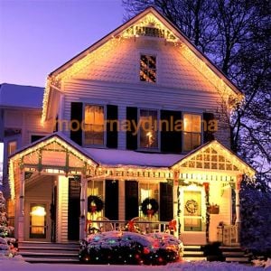 Lebis 2 Metre 92 Ledli Saçak Flaşlı Yılbaşı Işıklandırma Beyaz Kablolu IP65 Dış Mekan