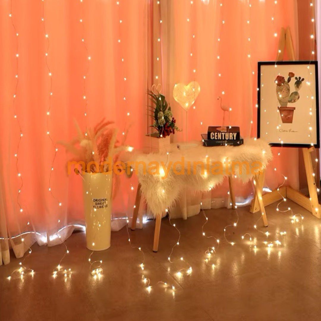 Lebis 3x1 Mt 300 Ledli Perde Led Yılbaşı Işıklandırma Şeffaf Kablolu IP44