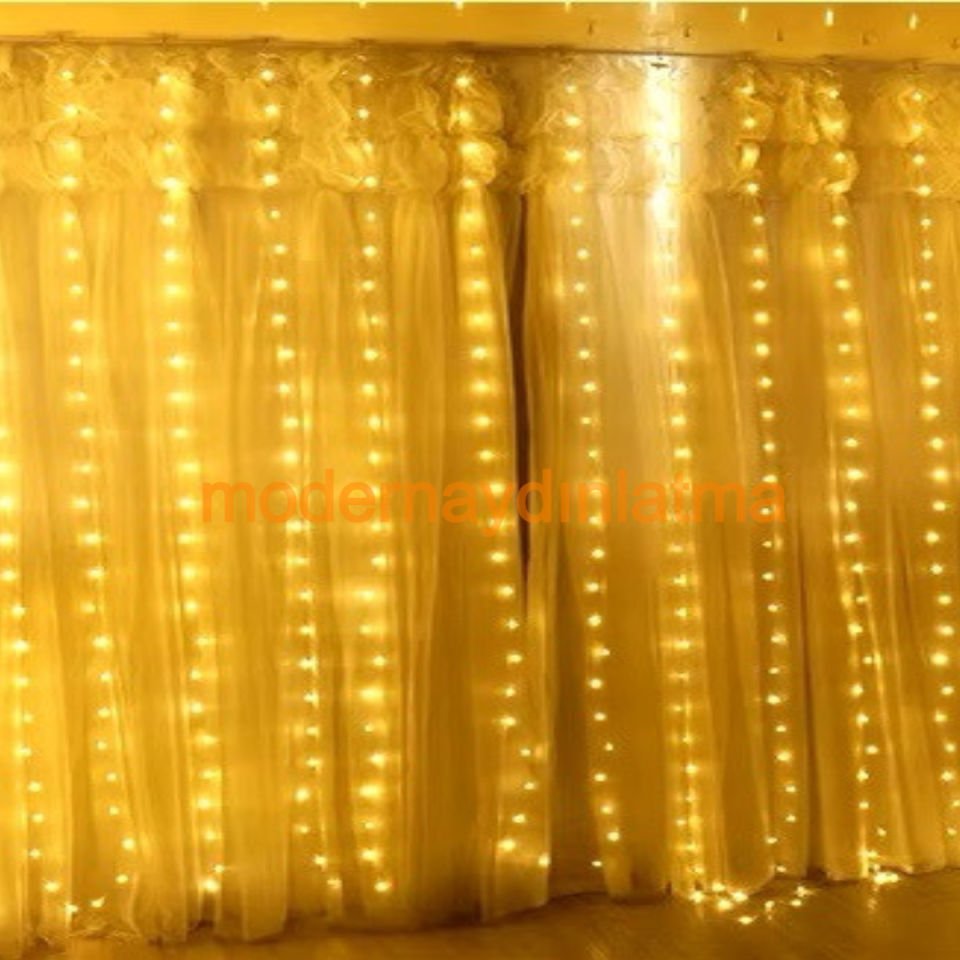 Lebis 3x1 Mt 300 Ledli Perde Led Yılbaşı Işıklandırma Şeffaf Kablolu IP44