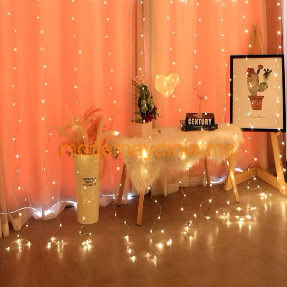 Lebis 2x2 Mt 480 Ledli Perde Led Yılbaşı Işıklandırma Şeffaf Kablolu IP44