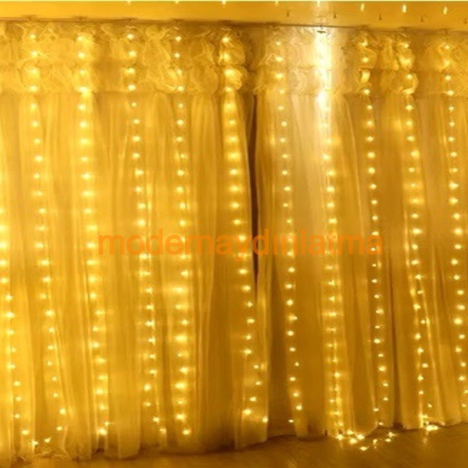 Lebis 2x2 Mt 480 Ledli Perde Led Yılbaşı Işıklandırma Şeffaf Kablolu IP44