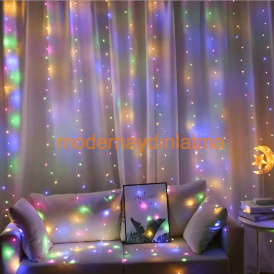 Lebis 2x3 Mt 480 Ledli Perde Led Yılbaşı Işıklandırma Şeffaf Kablolu IP44