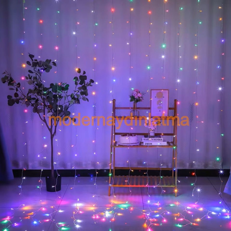 Lebis 2x3 Mt 480 Ledli Perde Led Yılbaşı Işıklandırma Şeffaf Kablolu IP44
