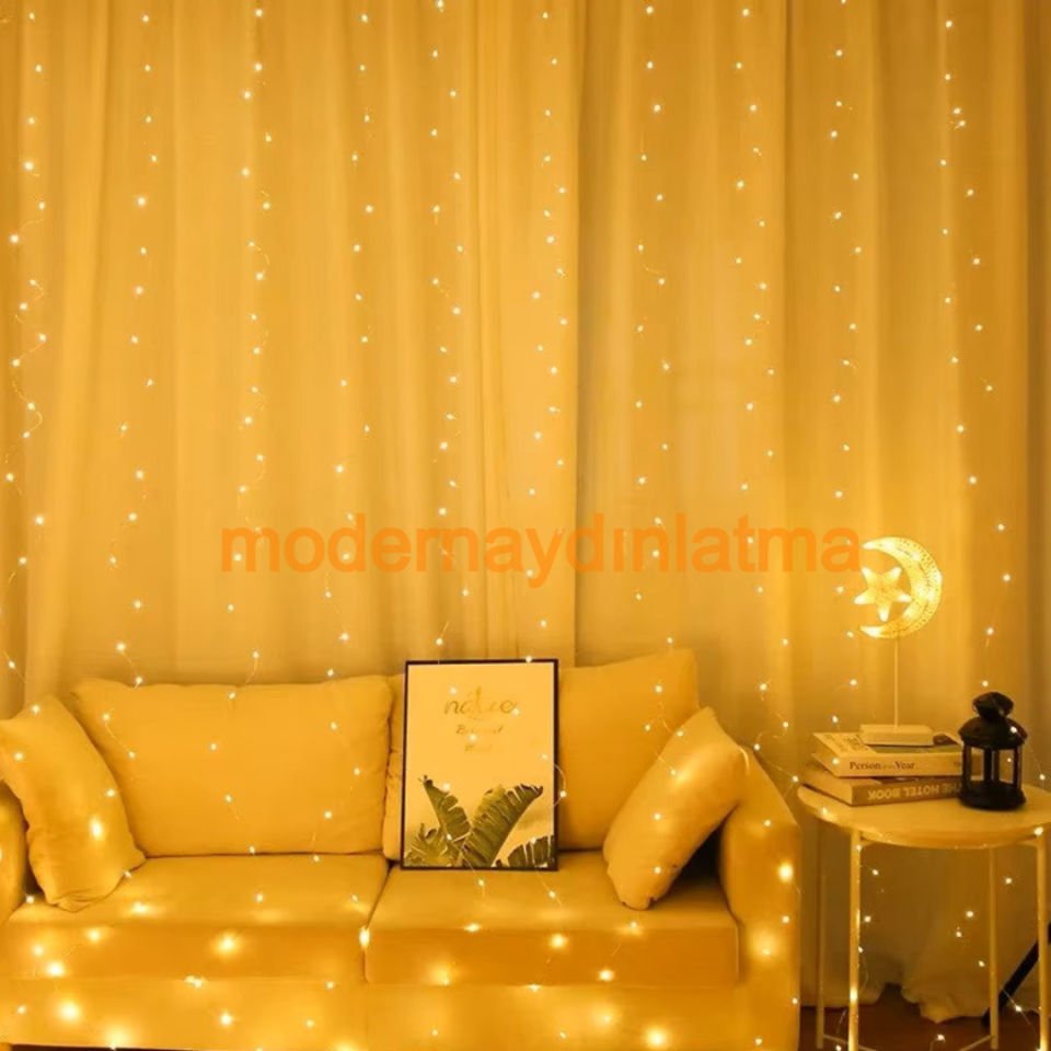 Lebis 3x2 Mt 216 Ledli Animasyonlu Perde Led Yılbaşı Işıklandırma Şeffaf Kablolu IP44