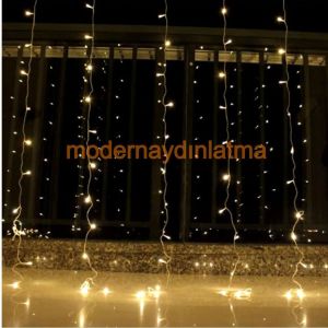 Lebis 2x1 Mt 200 Ledli Flaşlı Dış Mekan Perde Led Yılbaşı Işıklandırma Beyaz Kablolu IP65