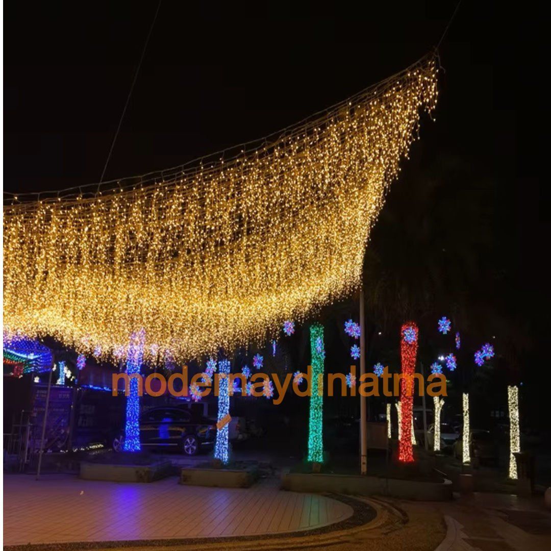 Lebis 2x2 Mt 400 Ledli Flaşlı Dış Mekan Perde Led Yılbaşı Işıklandırma Beyaz Kablolu IP65